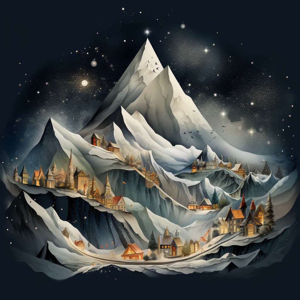 05 triangular mountain scene with sledges shape christmas