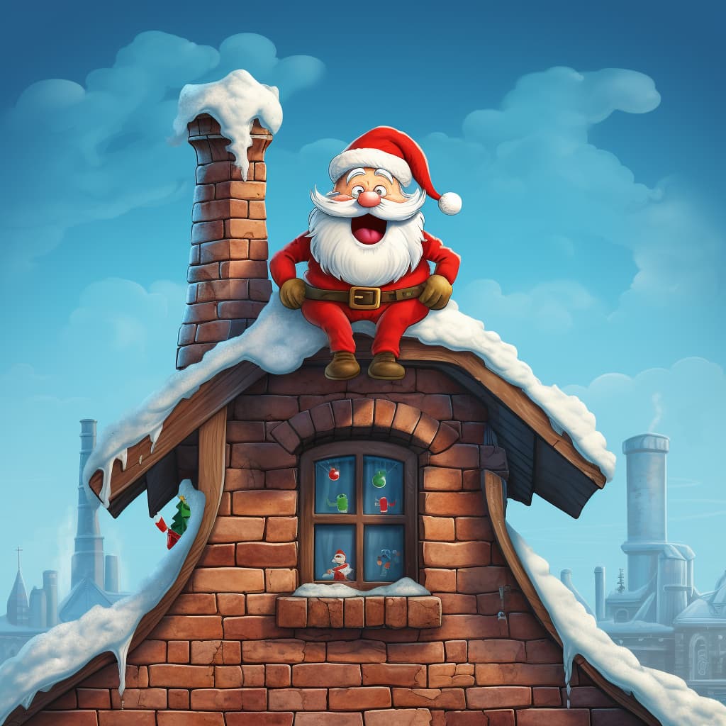 11 Santa stuck in chimney cartoon style shape christmas